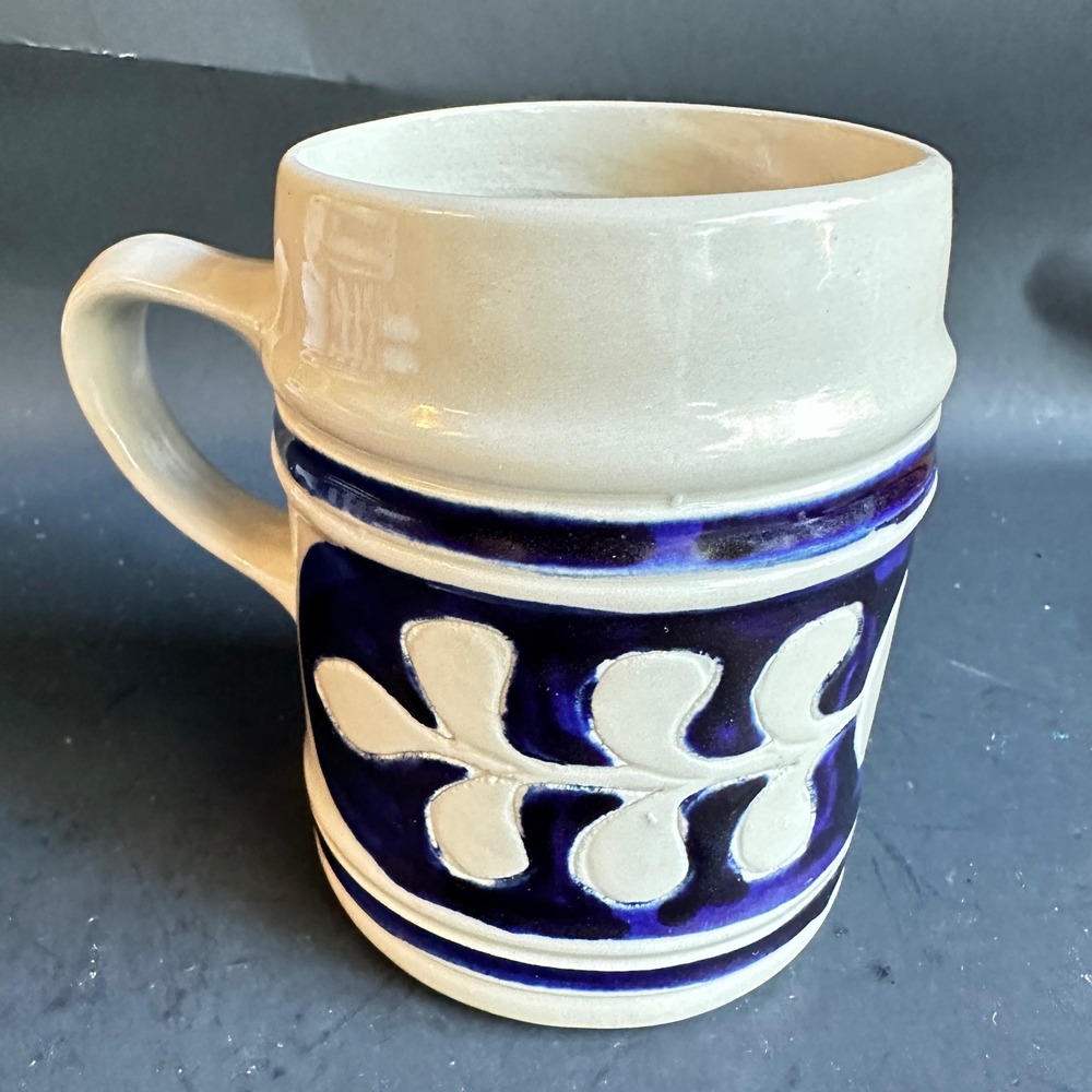 Colonial Williamsburg Tavern Mug Salt Glaze Stoneware Cobalt Blue Tankard 4.75"